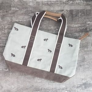 L.L Bean MEDIUM Dog Print Canvas Tote